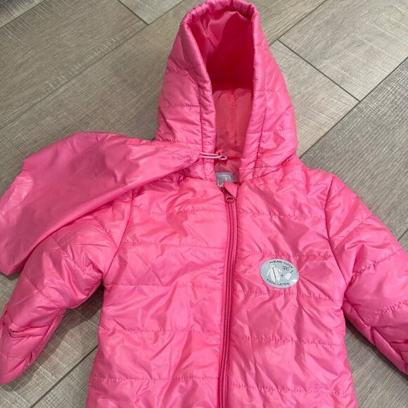OK KIDS PINK PUFFER SNOW SUIT JACKET 3-6 MONTH BABY NEW - Picture 2 of 5
